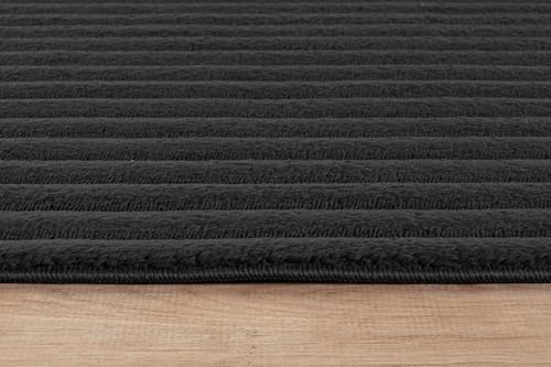 Fluffy Area Rug 4 x 6 Modern Durable Ultra Soft Plush Ribbed Indoor Rugs - Image 6