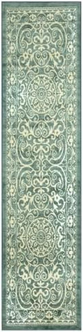 Maples Rugs Pelham Vintage Medallion Runner Rug, Light Spa by MaplesRugs