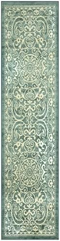 Maples Rugs Pelham Vintage Medallion Runner Rug, Light Spa by MaplesRugs