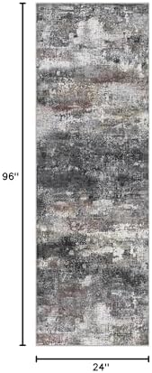 BEIMO 2x8 Runner Rug for Hallway, Dark Grey Washable Abstract Non Slip Rug - Image 2