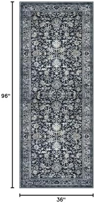 KILOCOCO 3x8 ft Hallway Runner Washable Runner Non-Slip Rug, Midnight Navy - Image 2
