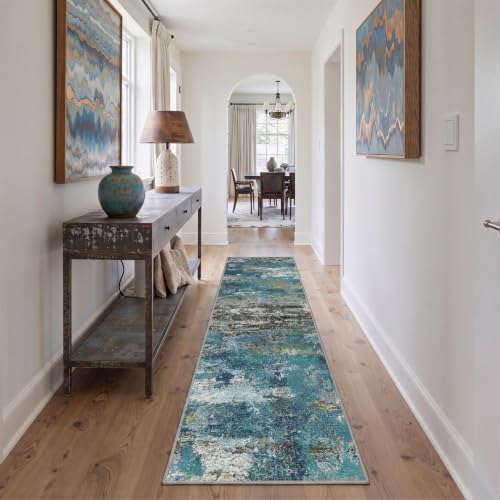 BEIMO 2x3 Faded Teal Abstract Area Rug, Washable Non-Slip - Image 2