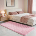 Pink Rabbit Striped Plush Rug 2'x6', Fluffy Shaggy Area Rug by CHOVY