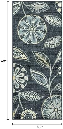 Maples Rugs Reggie Bohemian Floral Print Runner Rug, Persian Blue - Image 2