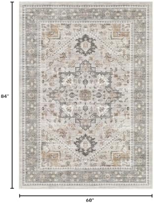 Washable Area Rug-5X7 Vintage Neutral Soft Taupe - Image 2
