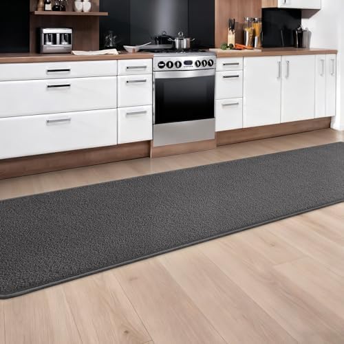 Runner Rug for Hallway, 2x10 Dark Grey Washable Non Slip Runner Rug - Image 3