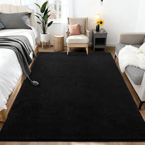 Large Area Rugs for Living Room Bedroom 9x12 Black Rug Ultra Soft - Image 5