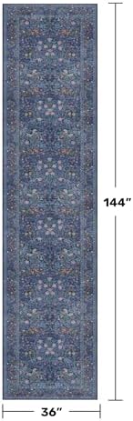 Dark Blue 3x12 Extra Long Wide Runner Rug - Image 2