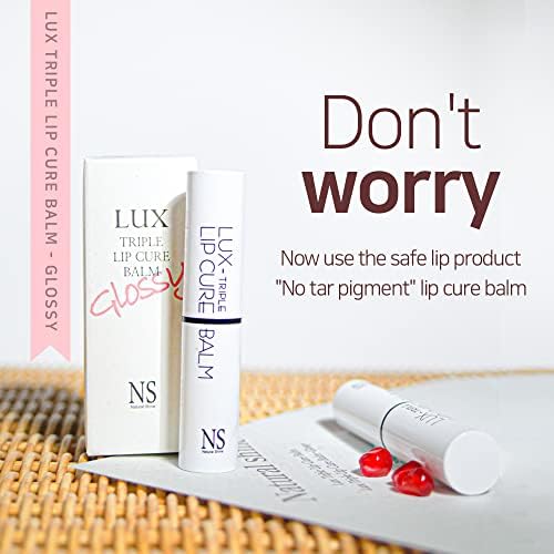 Lux Triple Lip CURE Glossy Balm (0.17oz) (RABBIT ROSE (Berry Pink)) 4 million units sold in Korea, Natural Tinted Korean Lip Balm, Petroleum/Paraben Free, Lip Butter,lip balm hydrating