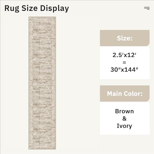Soalmost Hallway Runner Rug 2'6" x 12' Washable Long Kitchen Rugs Brown - Image 5