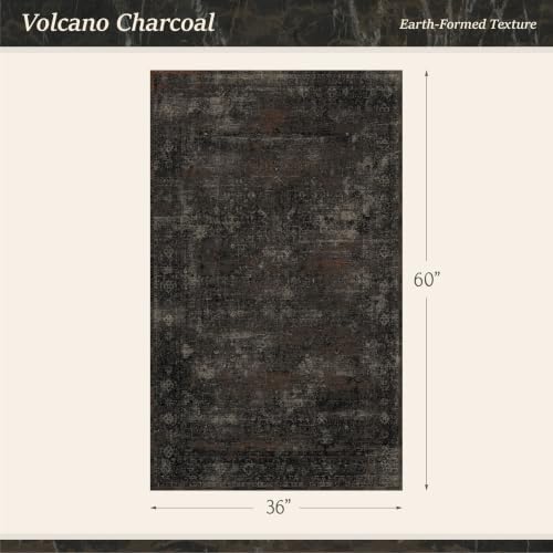 Black 3x5 Washable Entryway Rug, Non Slip Indoor Kitchen Rug, Dark Charcoal - Image 2
