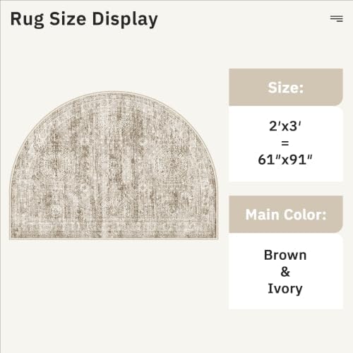 Soalmost Washable Half Circle Round Rug 2x3 Brown, Small Half Moon Area Rug - Image 5
