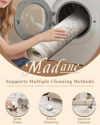 Madane Rug Runner for Hallway 2.5x8, Washable Kitchen Runner Rug Brown/Ivory - Image 7