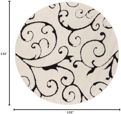 SAFAVIEH Florida Shag Round Rug 11', Soft Plush Ivory & Black SG455-1290 - Image 2