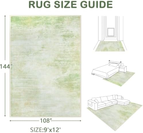 Area Rugs 9x12 Living Room: Washable Rug Modern Abstract Large Rugs Soft Non - Image 2