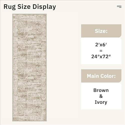 Soalmost Runner Rug 2x6 Washable Kitchen Hallway Runners Non-Slip Brown - Image 5
