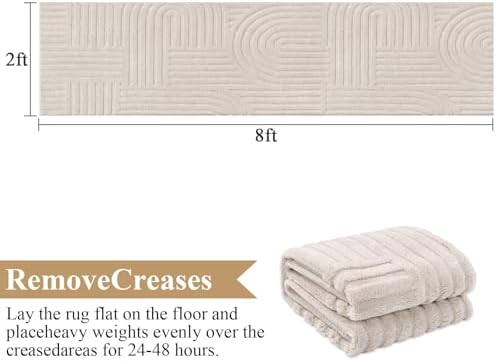 SHACOS Soft Cozy Fluffy Arch Pattern High-Low Pile Runner Rugs 2'x8' Non Slip - Image 2