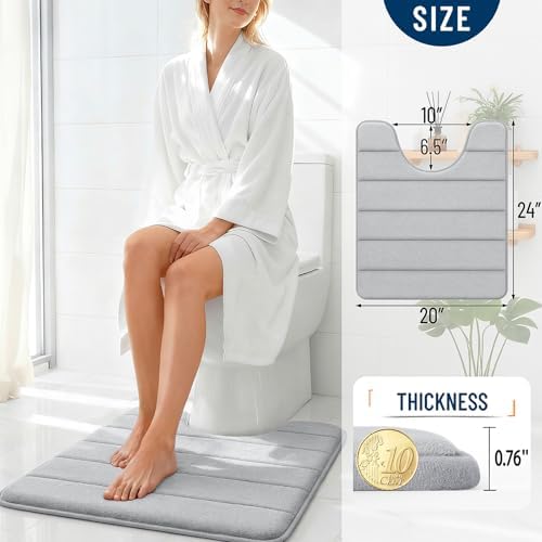 OLANLY Memory Foam Toilet Rugs U Shaped 24x20, Super Soft and Absorbent - Image 4