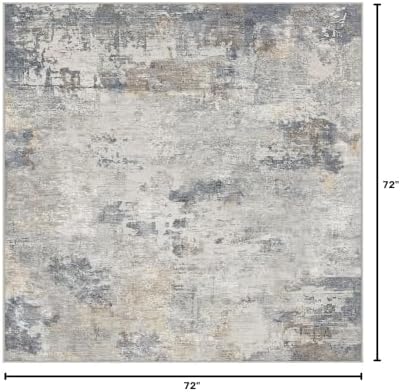 UERMEI Square Area Rugs : Washable 6x6 Neutral Modern Abstract Carpet - Image 2