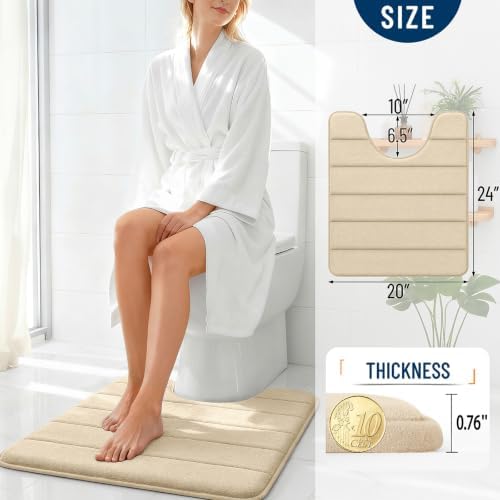 OLANLY Memory Foam Toilet Rugs U Shaped 24x20, Super Soft and Absorbent - Image 4