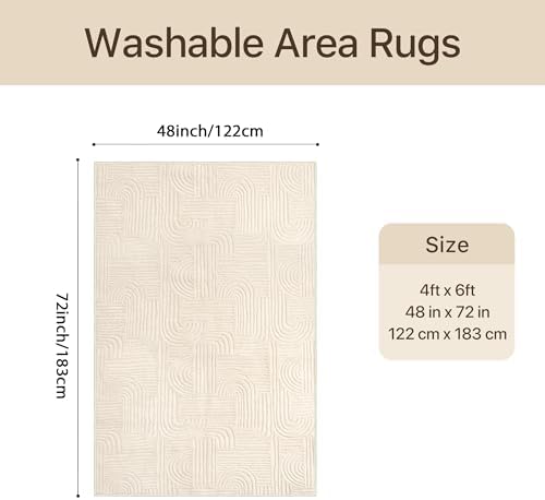 GENIMO Beige Rug 4x6 Washable Area Rugs - Image 2