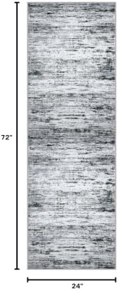 Lansny Abstract Washable 2x6 Runner Rug Non Slip Runners - Image 2