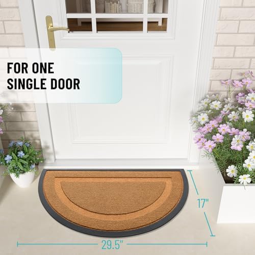 OLANLY Half Circle Front Door Mat Outside 29.5x17 All-Season Rubber Doormat - Image 2