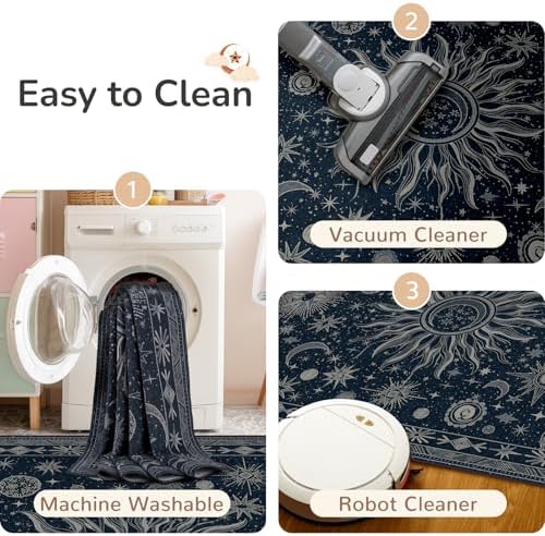 Vacuum-Friendly, Round 8ft Washable Area Rug - Image 4