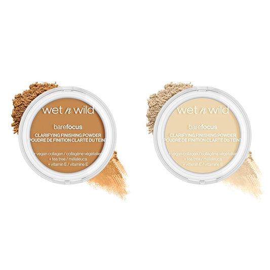 wet n wild Bare Focus Clarifying Finishing Powder Matte Pressed Setting Powder Medium-Tan & Fair-Light