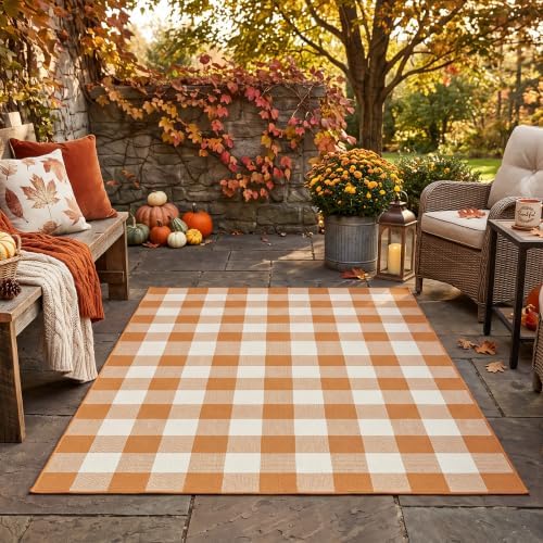Caramel Buffalo Plaid Rug 4 x 6 by Homydecor