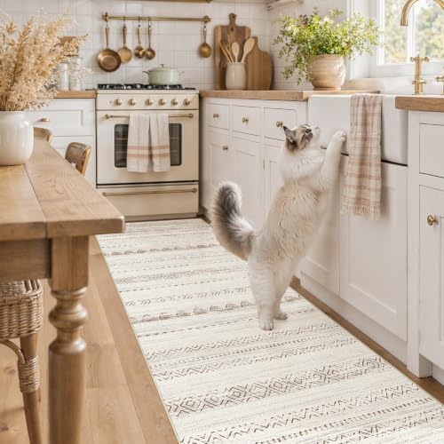 Nakagishi Runner Rug Kitchen Washable Rugs: 3x8 Non-Slip Boho Soft Modern Stain - Image 4