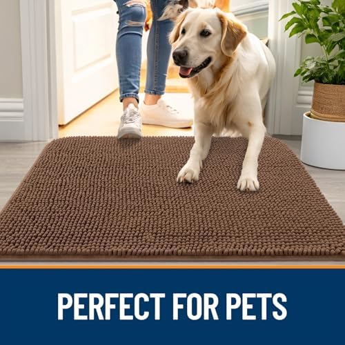 OLANLY Dog Door Mat for Muddy Paws 30x20, Super Absorbent Chenille Mud Mat - Image 6