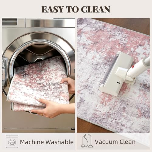 2x3 Pink Gray Washable Area Rug - Image 4