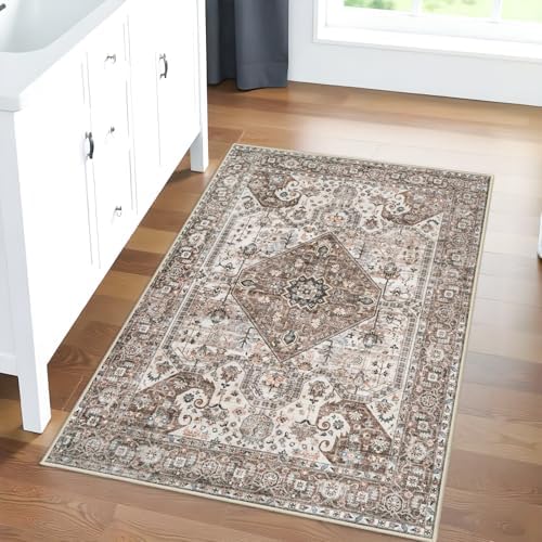 Washable 2x3 Entryway Area Rug: Vintage Non-Slip Backing Rugs - Image 3