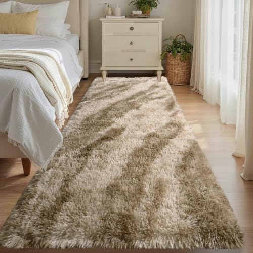 Noahas 2x10 Khaki Fluffy Soft Runner Rug Non-Slip by ModernHomeDecor