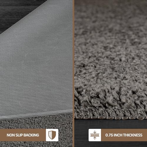 Area Rug 6x9 Dark Gray Washable Indoor Rug Solid Non Slip Easy to Clean Non - Image 4