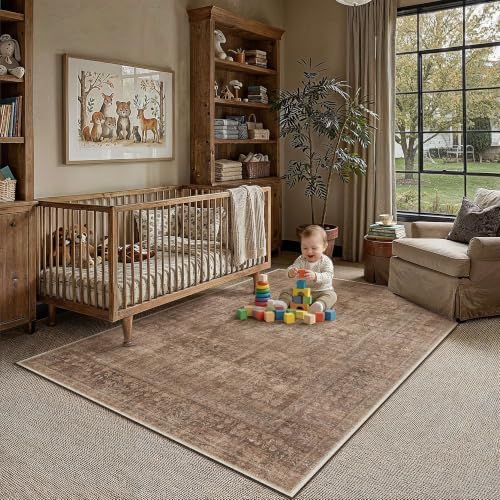 HUGEAR Classic Brown 4x6 Neutral Area Rugs - Image 2