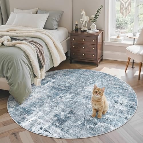 Soalmost Abstract 6x6 Round Rug 6ft Circle Living Room Rugs - Image 2