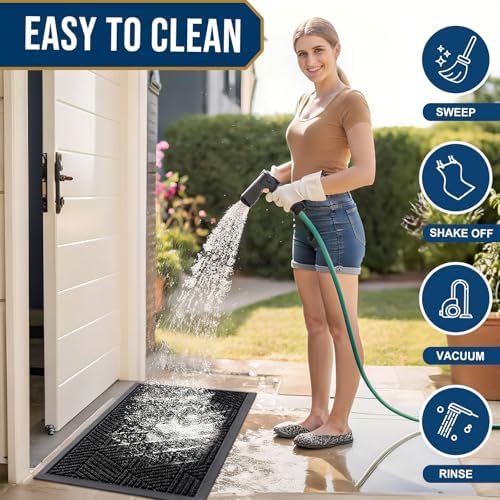 Smiry Front Door Mat Outside Entrance, Low Profile Rubber Doormat - Image 6
