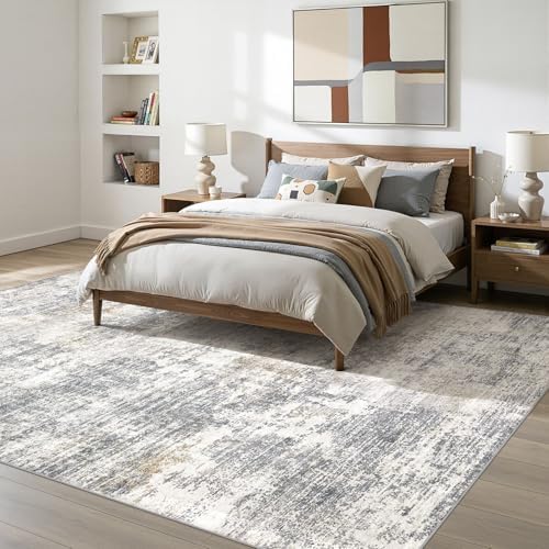 10x12 Area Rugs for Living Room Washable Soft Rug Grey White Brown - Image 2