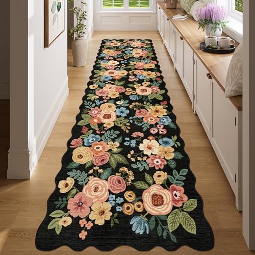 DUKINO 2x8 Washable Runner Rug, Floral Non Slip Kitchen Runner Rug - Image 6