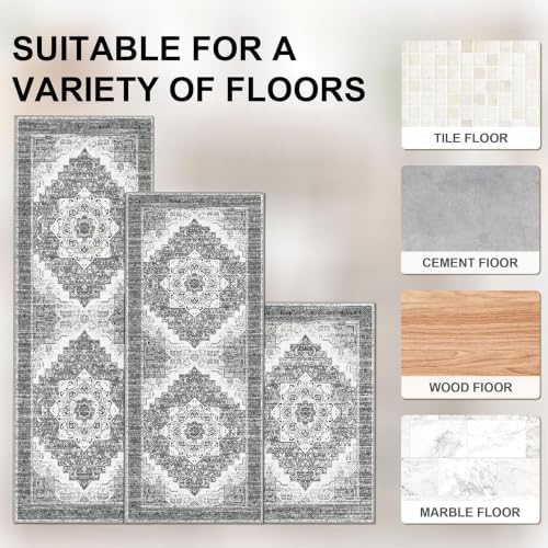 Kitchen Rugs Sets of 3 100% Non Slip Washable Kitchen Mats - Image 4