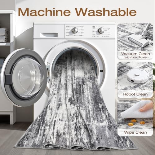 LOONGRUG 10x14 Area Rugs Washable Neutral Living Room Rug Black White - Image 2