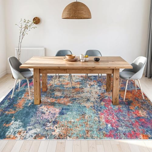 8x10 Abstract Washable Rug: Large Area Rugs - Image 3