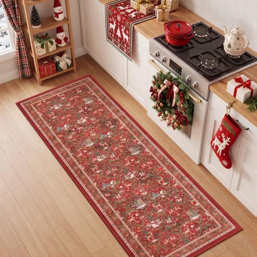 2x6 Christmas Runner Rug for Hallway, Washable Kitchen Rugs - Image 3