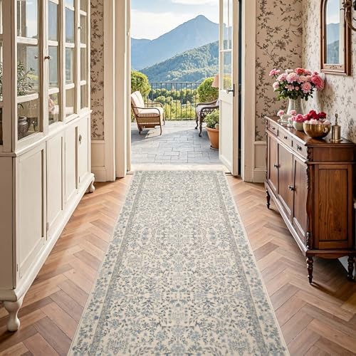 jinchan 3x8 Washable Hallway Runner Rug, Floral Non-Slip - Image 3