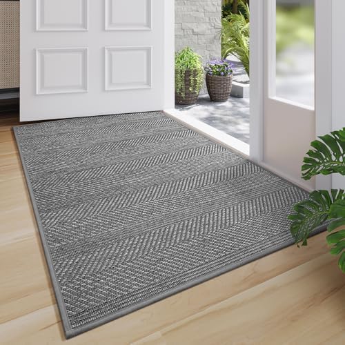 Indoor Door Mat Thin Low Profile Entryway Mats Grey 31"x47" by Unknown