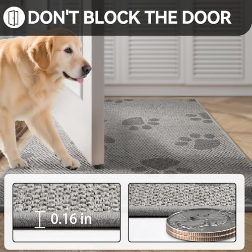 YDKGL Door Mat Indoor Entrance 17"x30", 0.16" Thin Paw Print Low Pile Doormat - Image 4