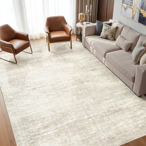 cotiled 6x9 Area Rug for Living Room, Abstract Washable Carpet, Pale Beige by COTILED