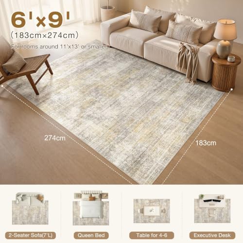 cotiled 6x9 Area Rugs for Living Room: Boho Washable Rug for Dining Room - Image 2